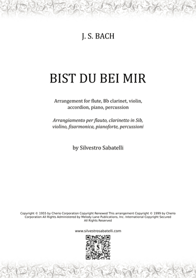 Bist Du Bei Mir (if You Are With Me) (arr. Silvestro Sabatelli)