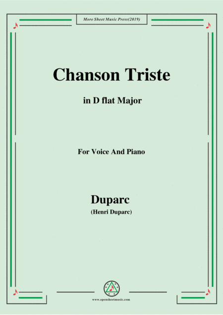 Duparc-Chanson Triste in D flat Major (arr. Open Cloud)