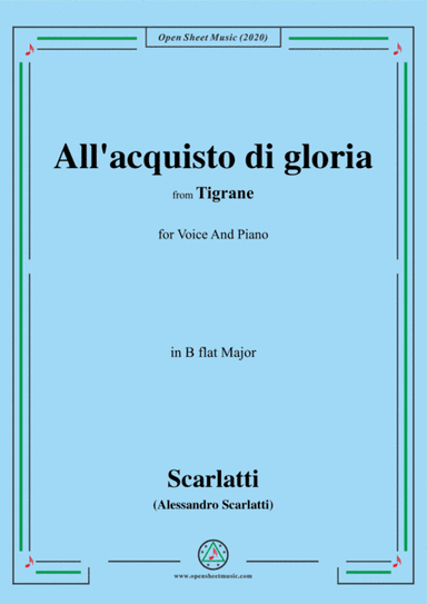 Scarlatti-All'acquisto di gloria,in B flat Major,for Voice and Piano (arr. MSM)