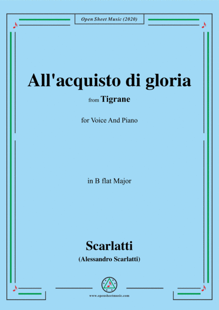 Scarlatti-All'acquisto di gloria,in B flat Major,for Voice and Piano (arr. MSM)
