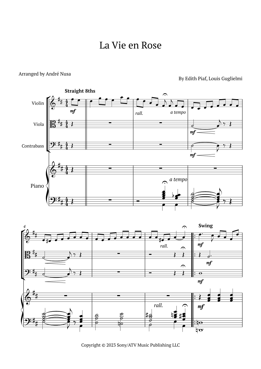 La Vie En Rose (arr. André Nusa)