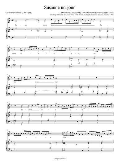 Susanne un jour (with divisions by Bassano) (arr. Early Music Scores)