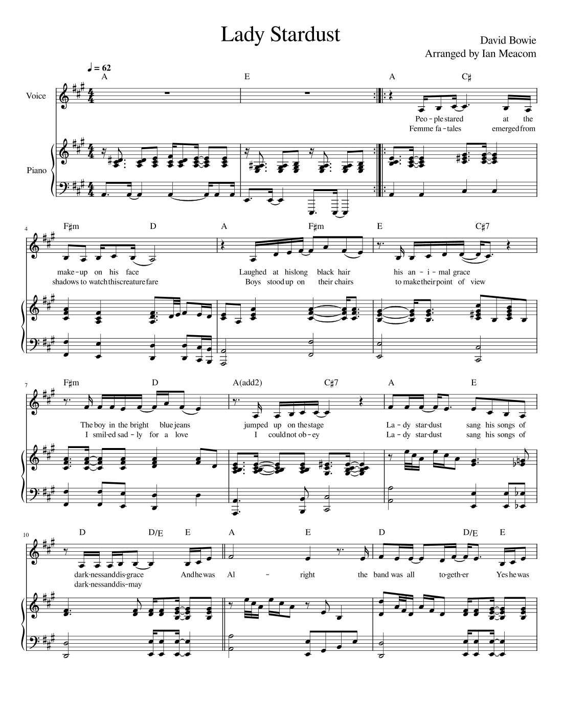 Lady Stardust (arr. Ian Meacom)