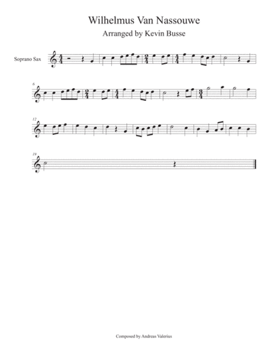 Wilhelmus Van Nassouwe - Soprano Sax (arr. Kevin Busse)
