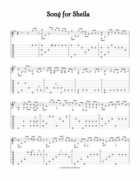 Song for Sheila (For Fingerstyle Guitar Tuned CGDGAD)