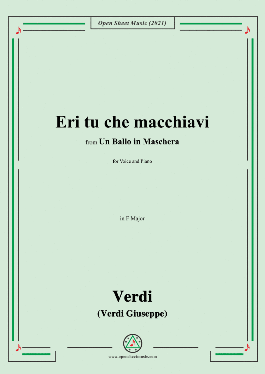 Verdi-Eri tu che macchiavi,in F Major,from Un Ballo in Maschera,for Voice and Piano (arr. Open Cloud)