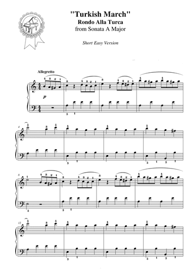 TURKISH MARCH ( EASY VERSION ) (arr. SHEET MUSIC HUB)