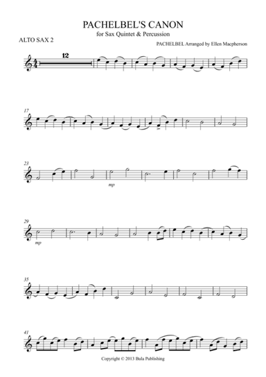 Pachelbel's Cannon - for Sax Quintet & Percussion - ALTO SAX 2 (arr. Ellen Macpherson)