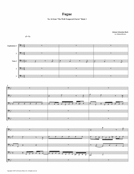 Fugue 16 from Well-Tempered Clavier, Book 2 (Euphonium-Tuba Quintet) (arr. Richard Byrnes)