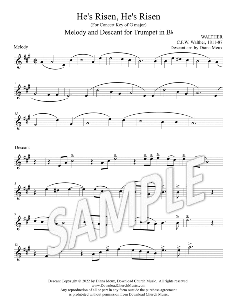 He's Risen, He's Risen - Trumpet melody & descant (arr. Diana Meux)