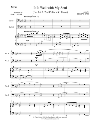 IT IS WELL WITH MY SOUL (Trio - 1st & 2n Cello and Piano with Score and Parts) (arr. Gary Lanier)