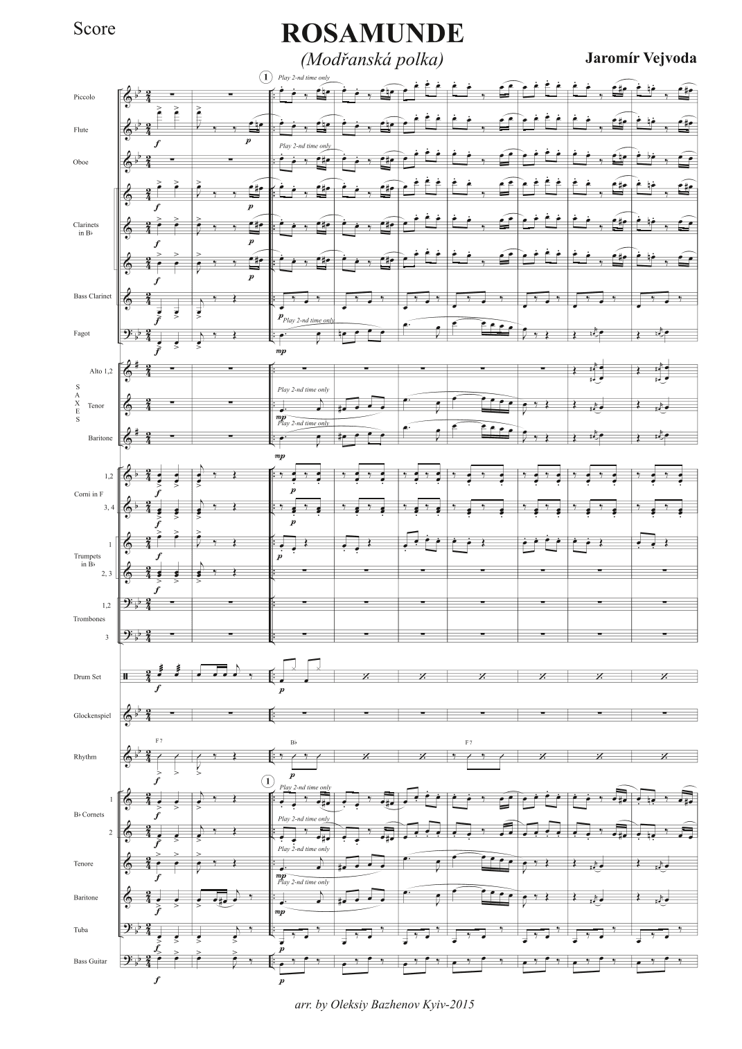 Rosamunde (Modranská polka) Score & Parts
