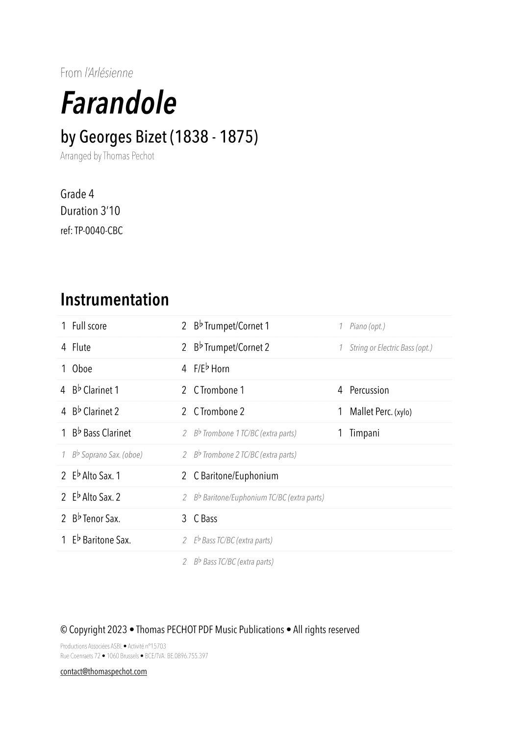 Farandole (from l'Arlésienne) (arr. Thomas PECHOT)