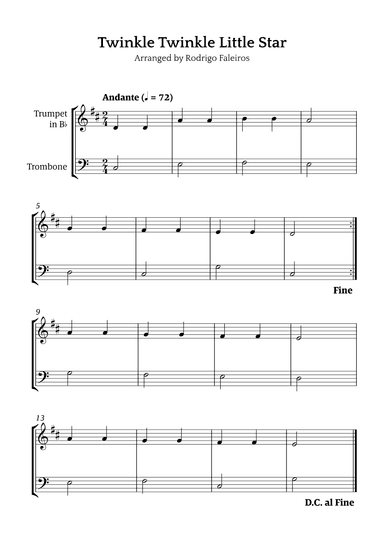 Twinkle Twinkle Little Star (for beginners) (arr. Rodrigo Faleiros)