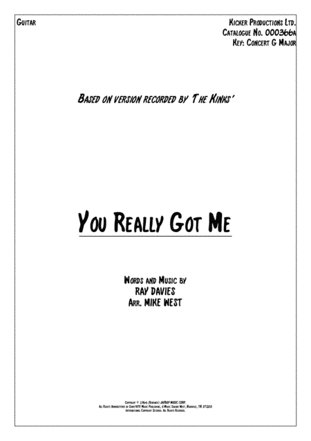 You Really Got Me (arr. Mike West)