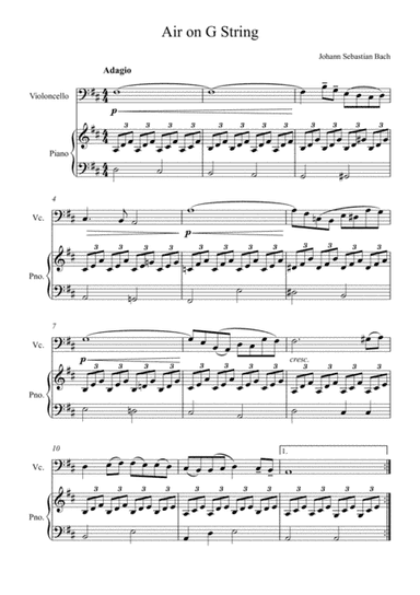 Johann Sebastian Bach - Air in G ( Piano and Violoncello Solo) (arr. André Laitano)