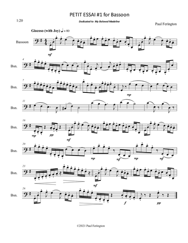 PETIT ESSAI #1 for Unaccompanied Bassoon