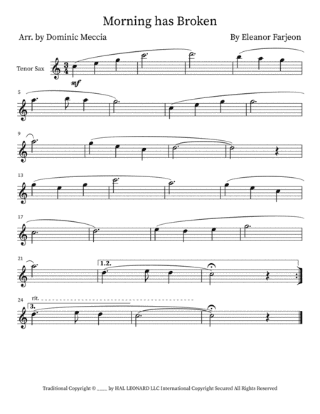 Morning Has Broken (arr. Dominic Meccia)