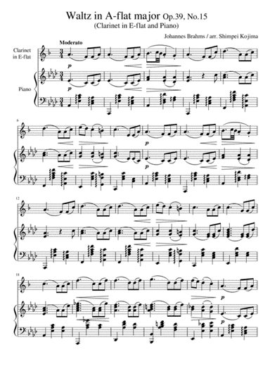 Brahms : Waltz op.39, No.15 (for Eb Clarinet and Piano) (arr. Shimpei Kojima)