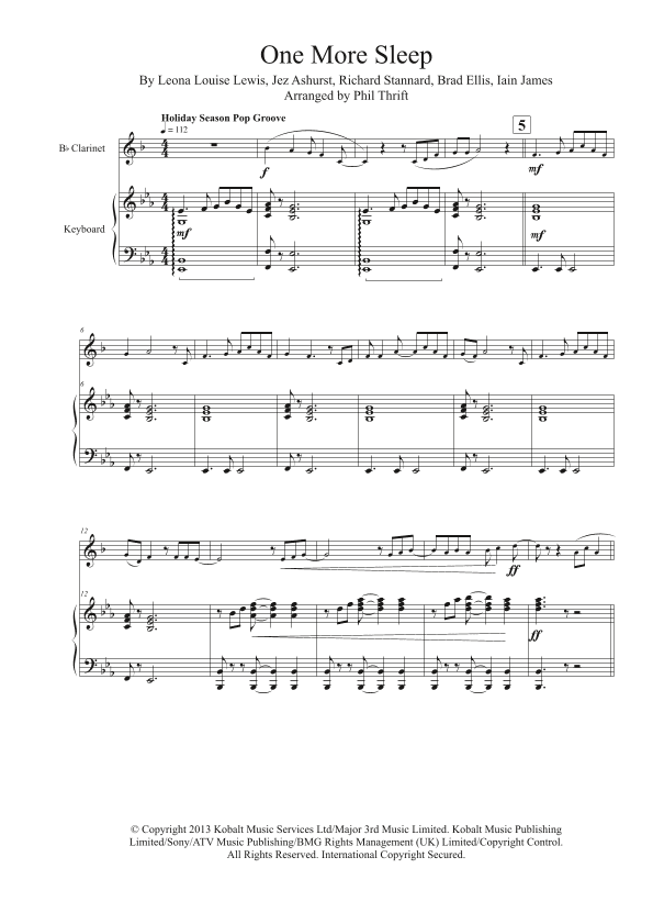 One More Sleep (arr. Phil Thrift)