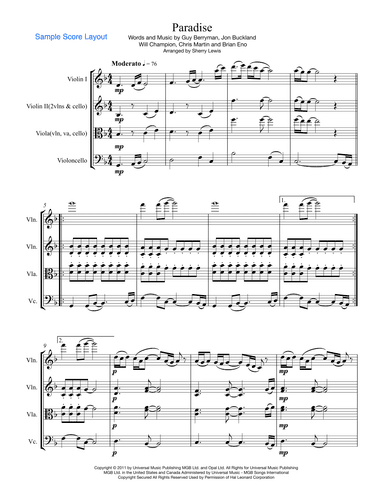 Paradise (arr. Sherry Lewis)