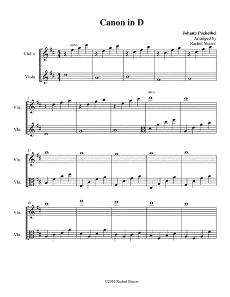 Pachelbel Cannon in D (arr. Rachel Sheron)