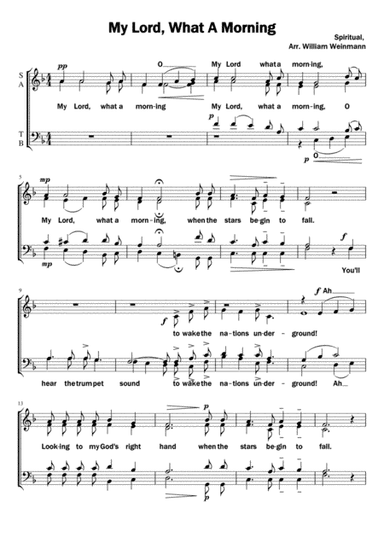 My Lord, What A Morning (arr. William Weinmann)