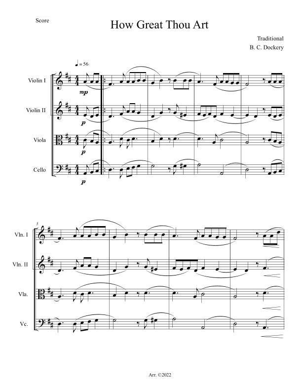How Great Thou Art (String Quartet) (arr. B. C. Dockery)