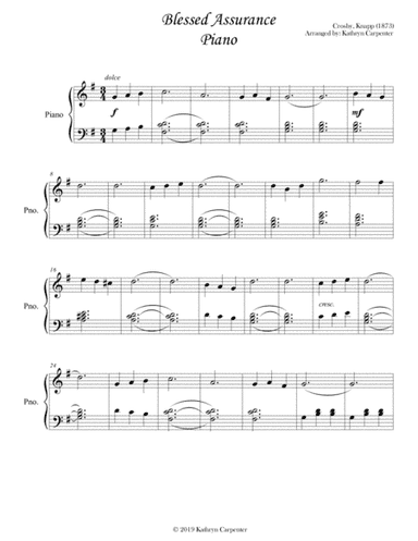 Blessed Assurance (Intermediate Piano) (arr. Kathryn Carpenter)