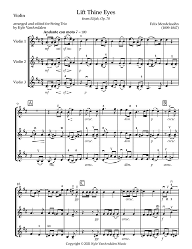 Lift Thine Eyes from Elijah (arr. Kyle VanArsdalen)