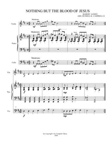 Nothing But the Blood of Jesus (Violin, Cello, Piano) (arr. Russell K. Campbell II)