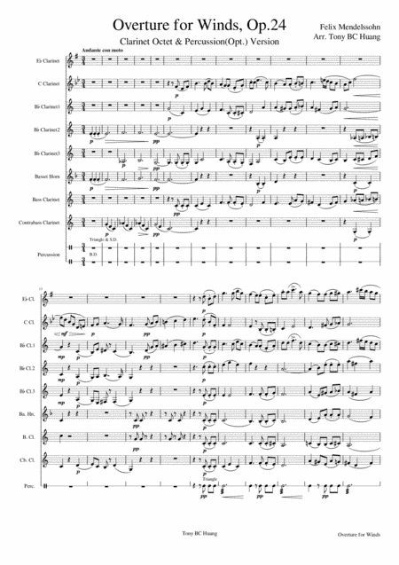 Mendelssohn: Overture for Winds Op.24 for Clarinet Choir (arr. Tony BC Huang)
