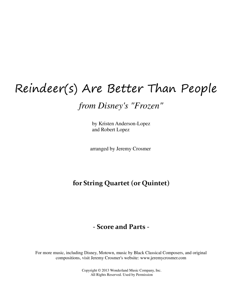 Reindeer(s) Are Better Than People (arr. Jeremy Crosmer)