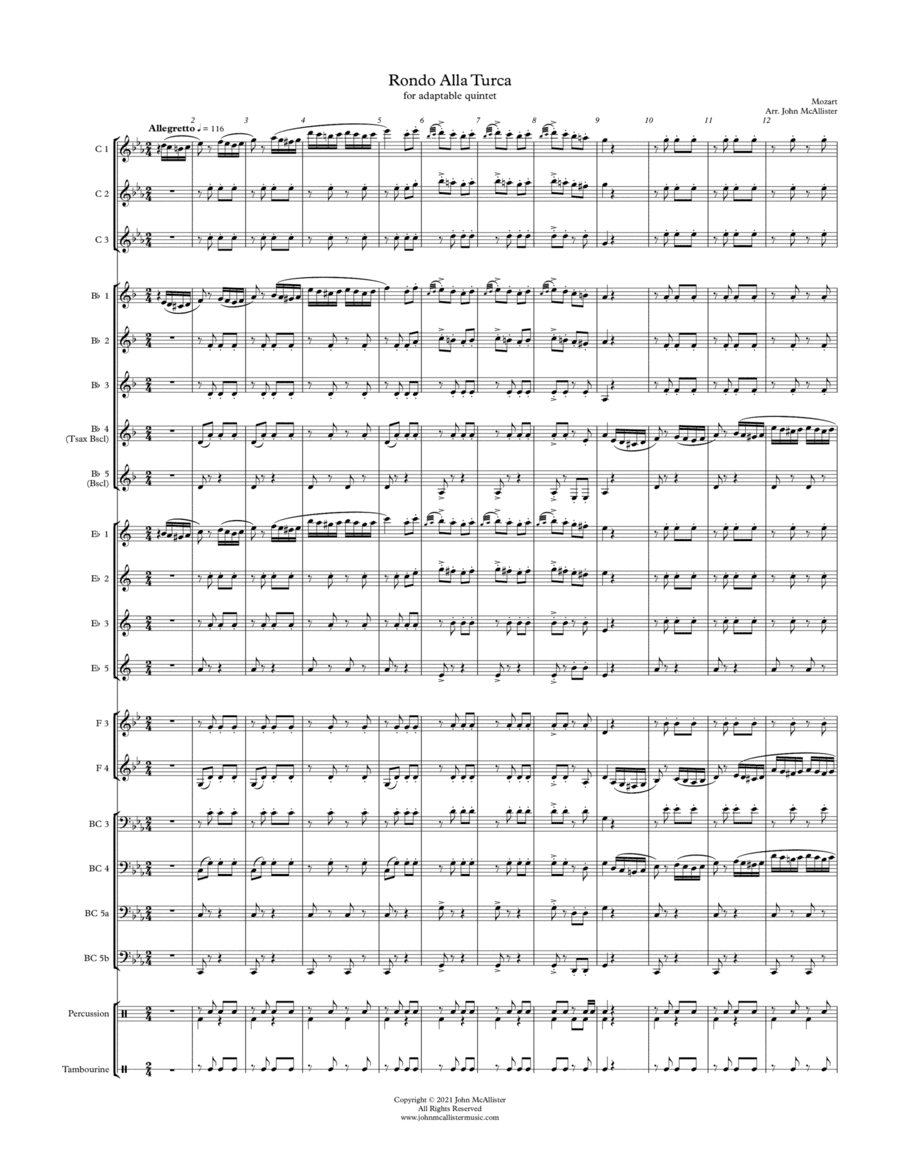 Rondo Alla Turca (Turkish March) - for adaptable quintet (arr. John McAllister)