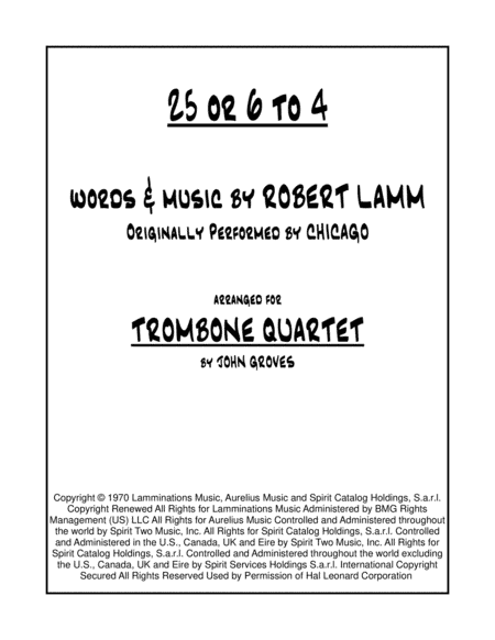 25 Or 6 To 4 (arr. John Groves)