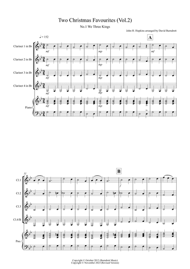 2 Christmas Favourites for Clarinet Quartet (volume two) (arr. David Burndrett)