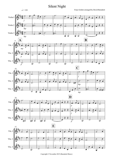 Silent Night for Violin Trio (arr. David Burndrett)