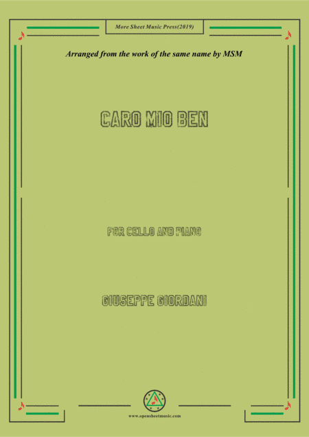 Giordani-Caro mio ben, for Cello and Piano (arr. MSM)