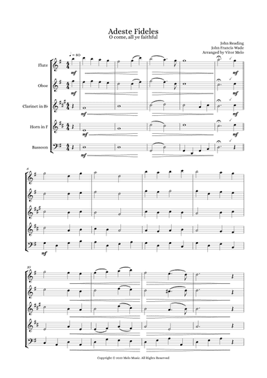 Adeste Fideles (O Come, All Ye Faithful) - Wind Quintet (arr. Vitor Melo)