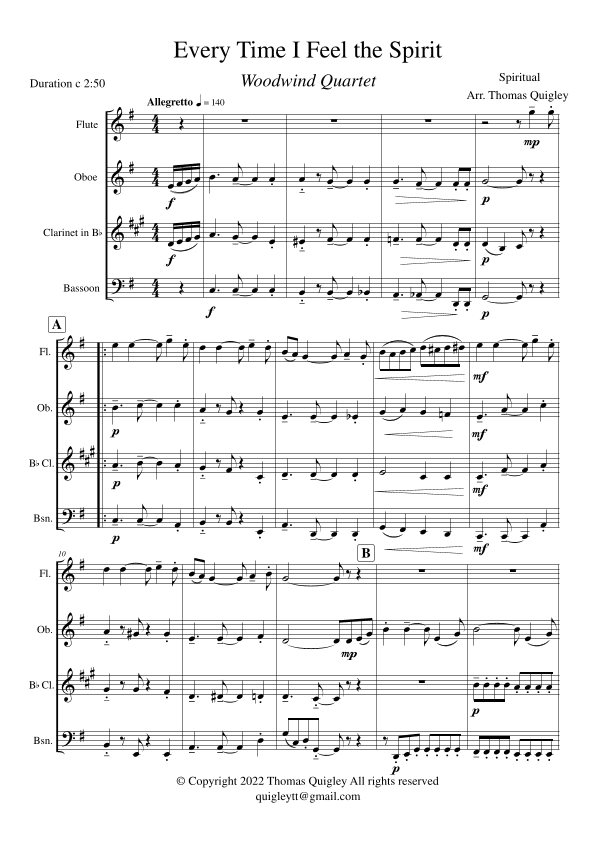 Every Time I Feel the Spirit (arr. Thomas Quigley)