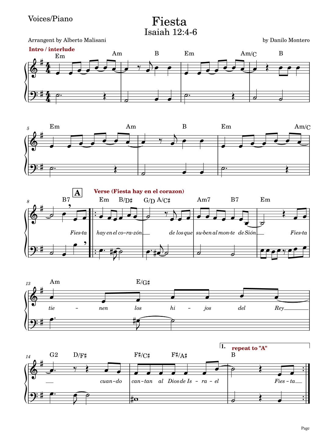 Fiesta (song in Spanish) (arr. Alberto Malisani)