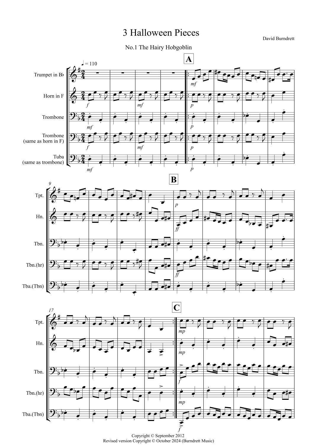 3 Halloween Pieces for Brass Trio