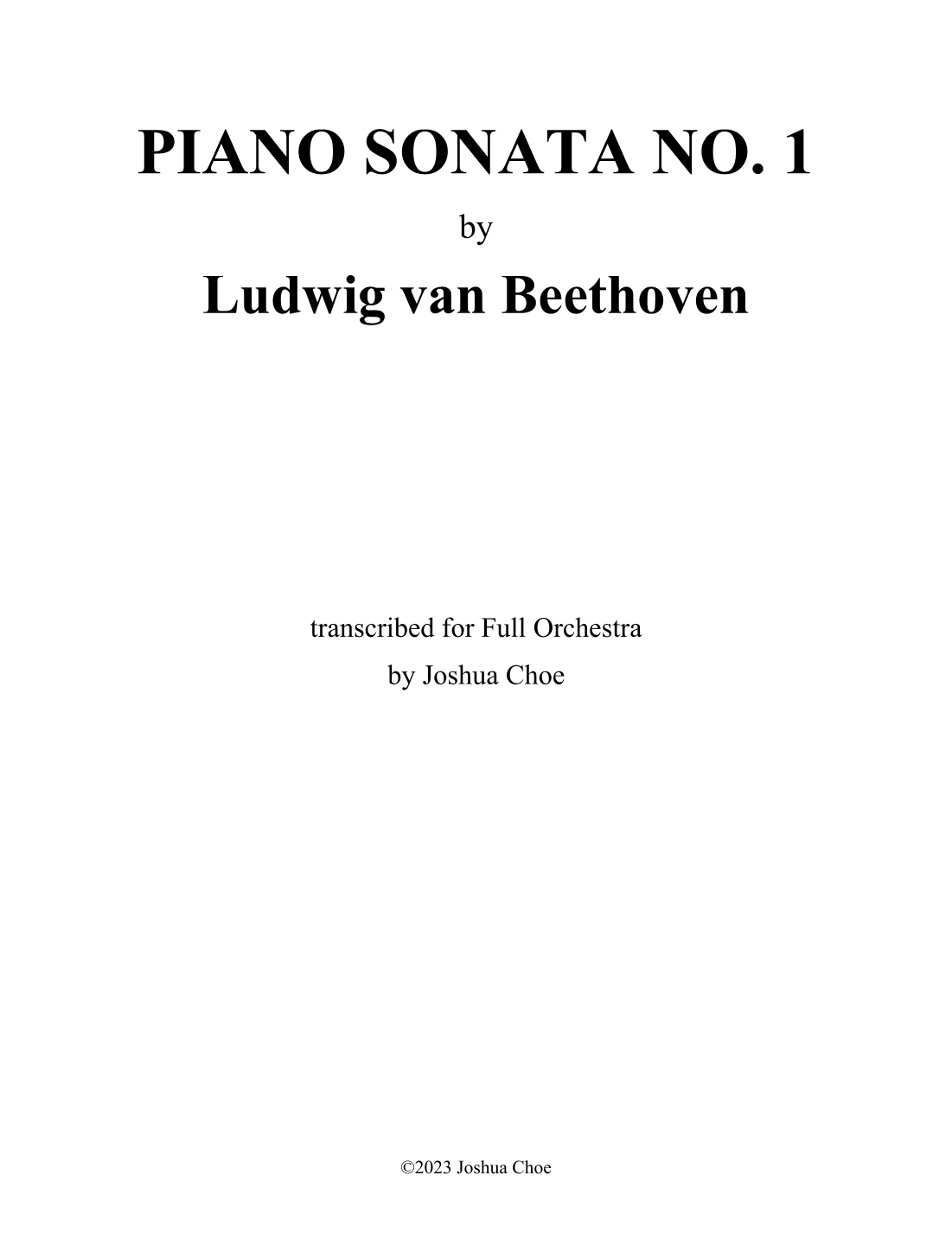 Piano Sonata No. 1 (arr. Joshua Choe)