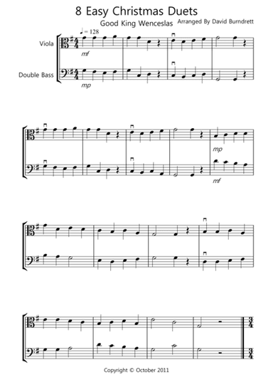 8 Christmas Duets for Viola And Double Bass (arr. David Burndrett)