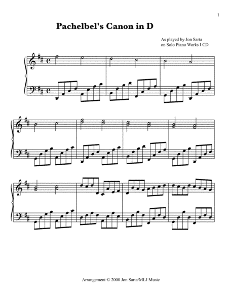 Canon in D - Pachabel (arr. Jon Sarta)