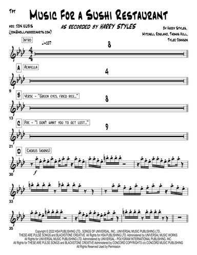 Music For A Sushi Restaurant (arr. Hollywood Charts)