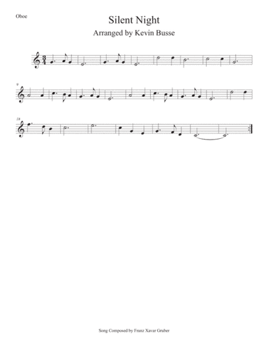 Silent Night (Easy key of C) Oboe (arr. Kevin Busse)