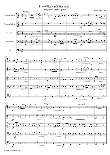 Bruckner Piano Piece in E-flat major (arr. Edition Maulwurf)