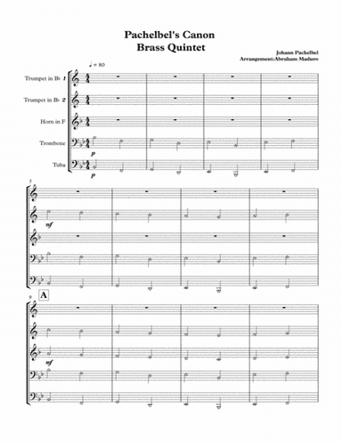 Pachelbel's Canon Brass Quintet (arr. Abraham Maduro)