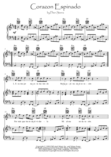 Corazon Espinado (arr. PianoSheetNow)